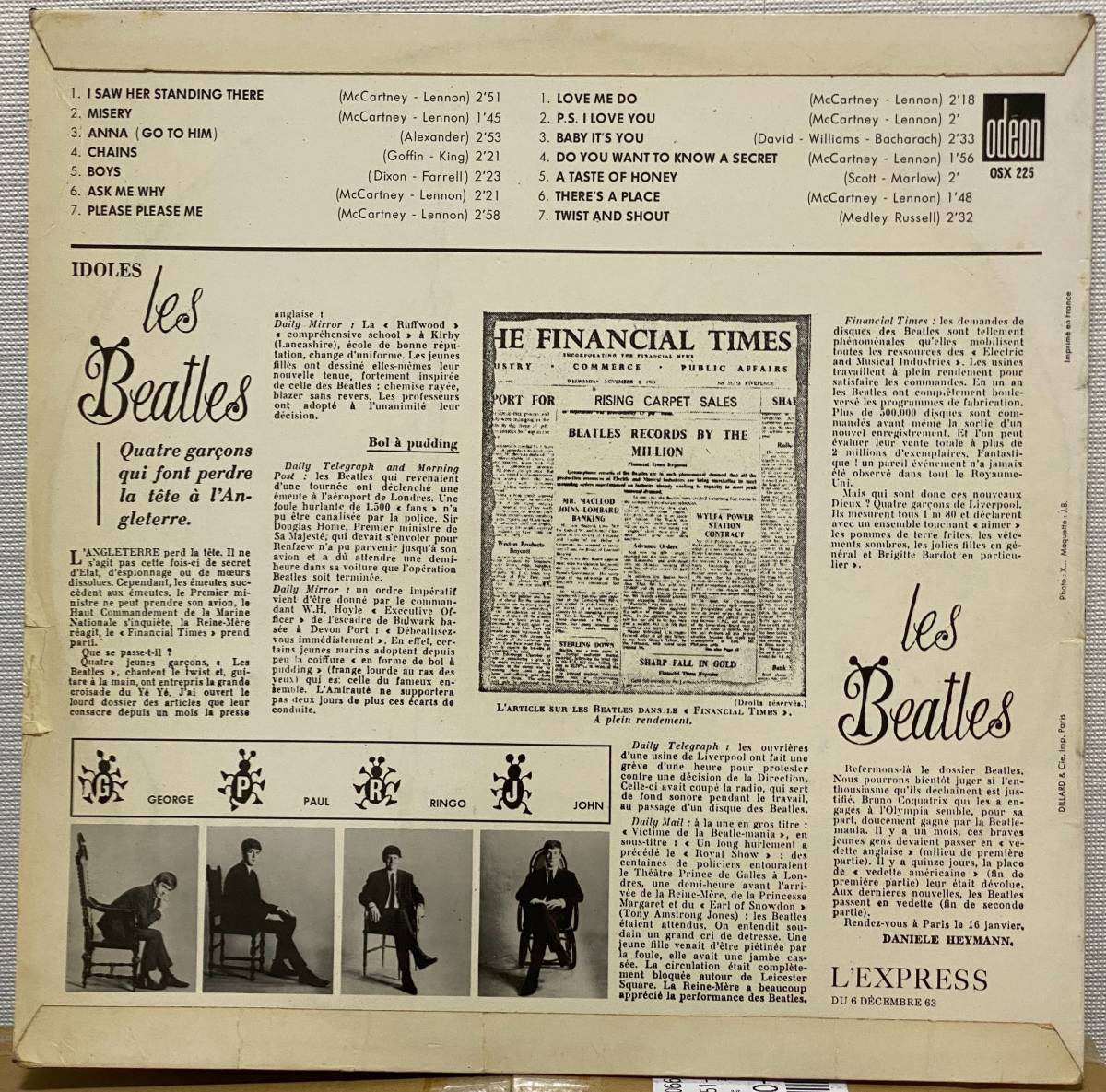 THE BEATLES/Les Beatels/France盤(LP) Odeon/OSX225　No.156_画像2