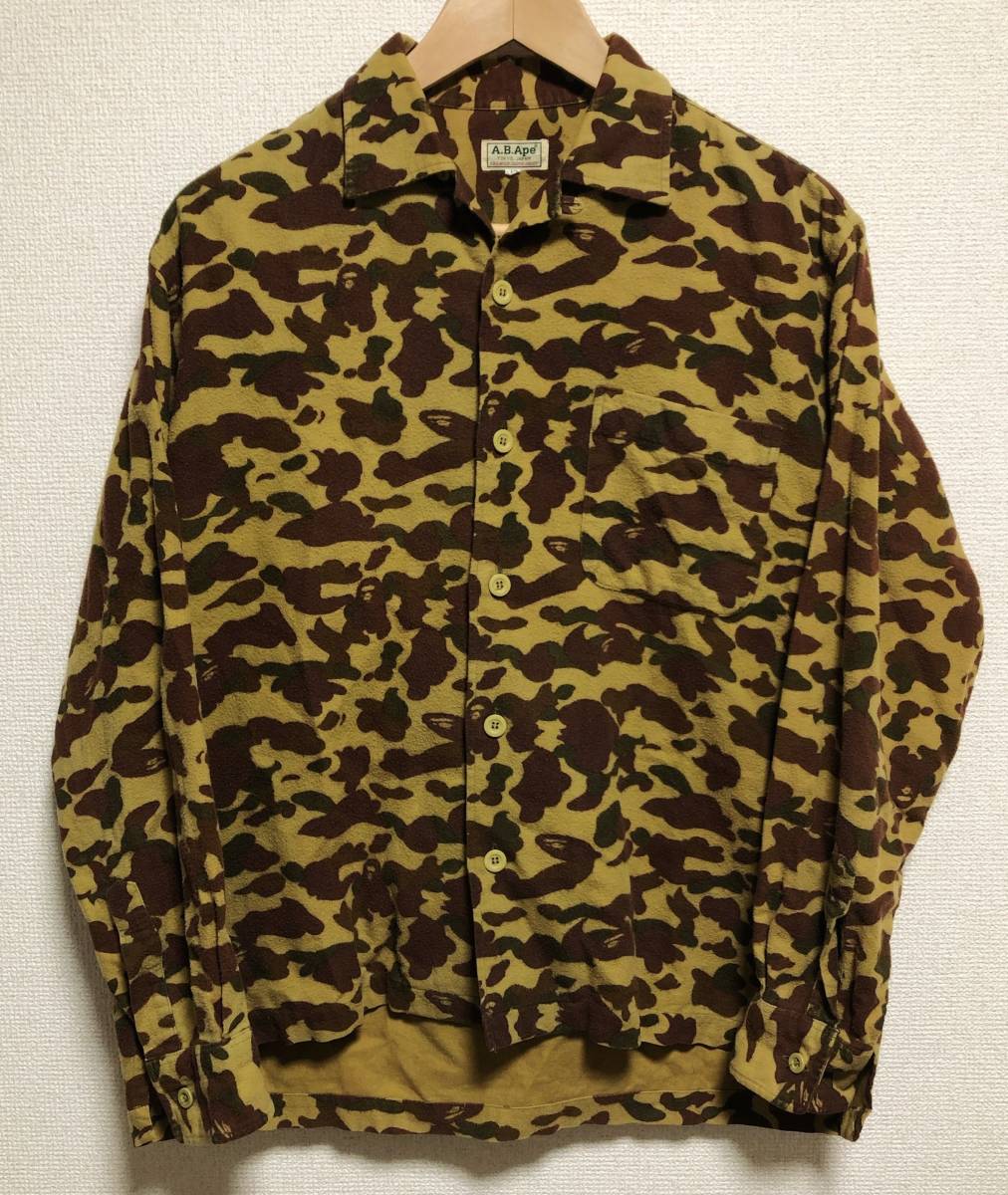 APE the first period L.L.Bean tag 1st duck flannel shirt size S. camouflage A Bathing Ape 