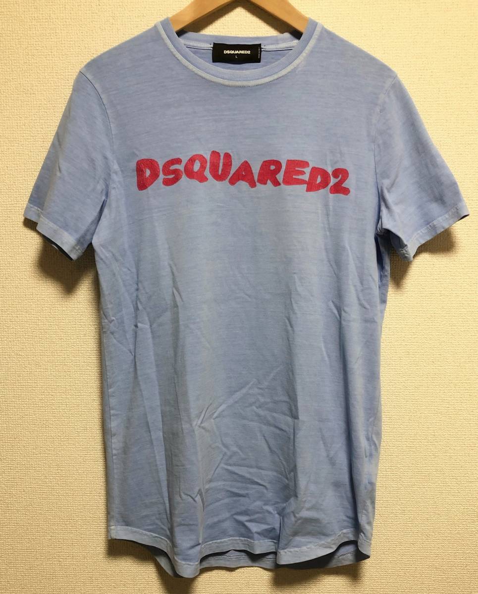 福袋特集 2022 美品 DSQUARED2 サイズL サックスブルー Tシャツ ロゴ