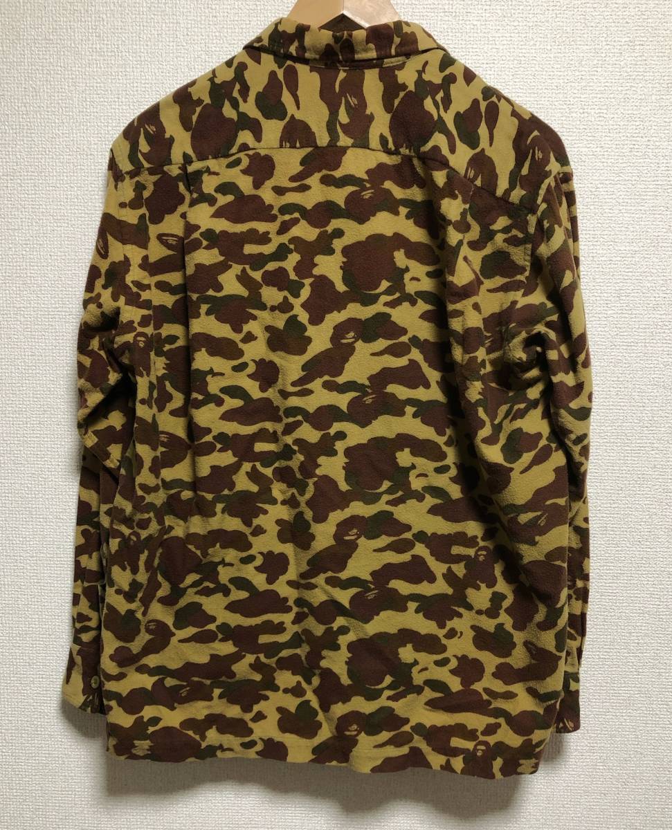 APE the first period L.L.Bean tag 1st duck flannel shirt size S. camouflage A Bathing Ape 