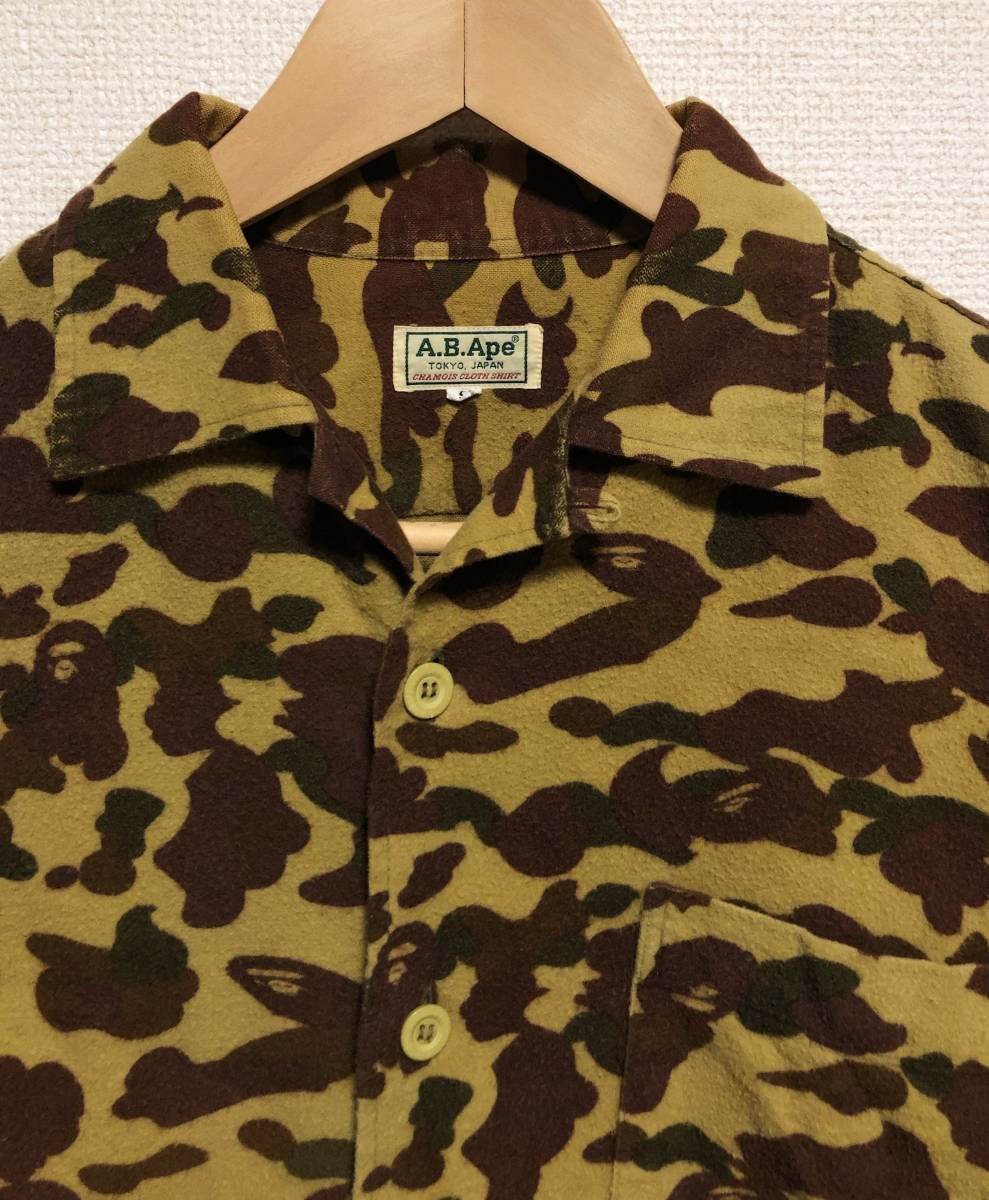 APE the first period L.L.Bean tag 1st duck flannel shirt size S. camouflage A Bathing Ape 