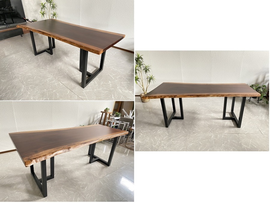 無垢 一枚板テーブル 幅190cm 40714D 天厚4cm 一点モノ モンキー 無垢 一枚板テーブル 幅190cm 40714D 天厚4cm 一点モノ モンキー