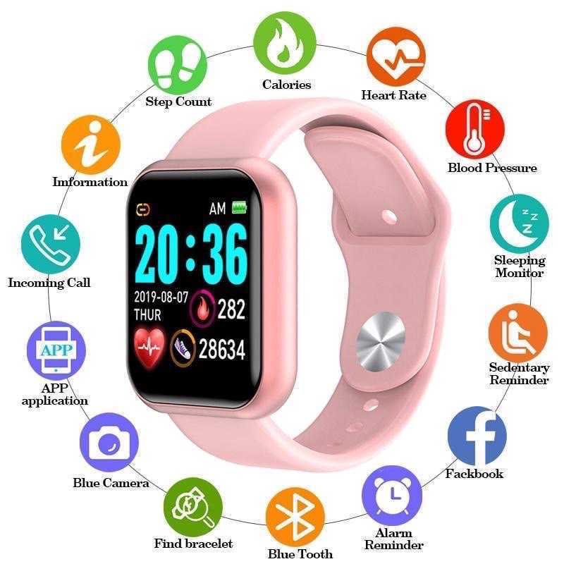 スマートウォッチ ピンク スマートブレスレット アプリ日本語対応 防水 血圧計 歩数計 多機能 Android iPhone 最新版 心拍計 防水