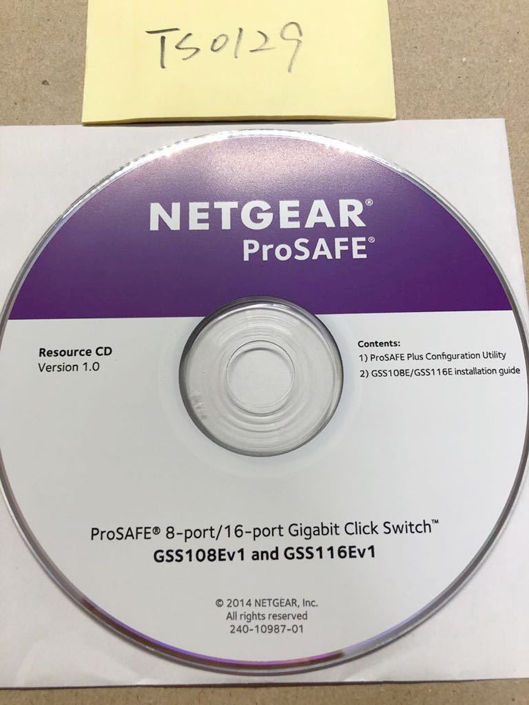 TS0129/中古品/NETGEAR ProsAFE Resource CD Version 1.0ProSAFE 8-port/16-port Gigabit Click Switch GSS108Ev1 and GSS116Ev1_画像1