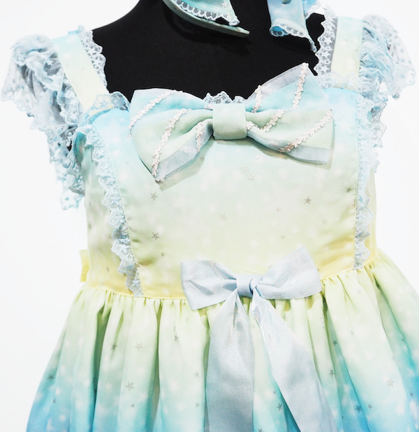 新品 Angelic Pretty Sugar Sky ジャンパースカート カチューシャ付き　アンジェリックプリティ JSK ワンピース KC セット_画像3