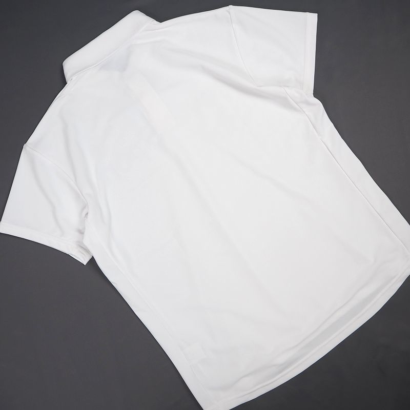 新品 DESCENTE デサント 吸水速乾 ストレッチ 鹿の子 ポロシャツ 半袖 ビッグロゴ ゴルフ (サイズ:L) ホワイト_画像2