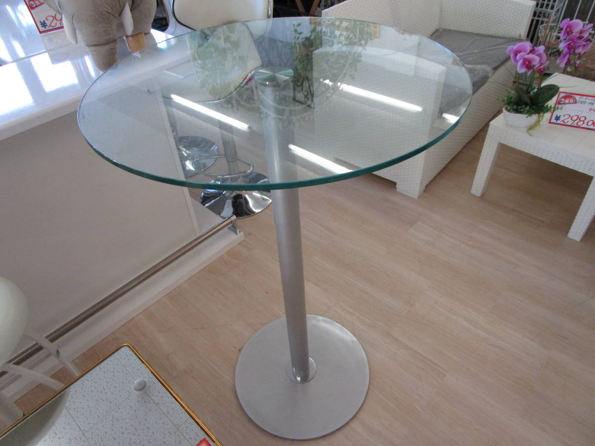 サークルガラスバーテーブル シンプルモダンスタイル 円形バーテーブル