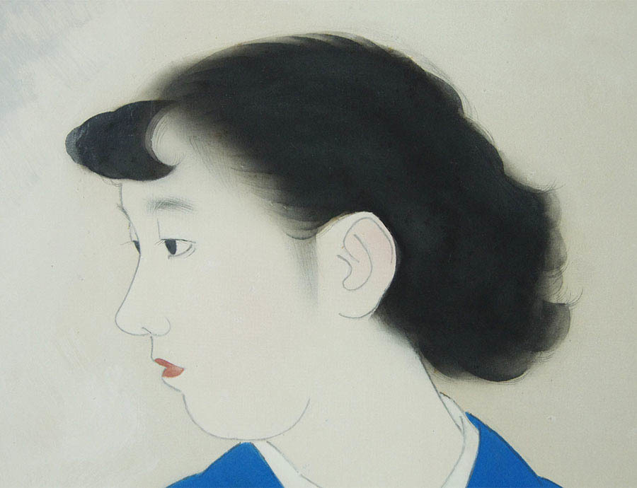 中村貞以 『 和装美人図 美人画 』 肉筆 絹本 日本画 額装 約12号 中村貞以 『 和装美人図 美人画 』 肉筆 絹本 日本画 額装 約12号