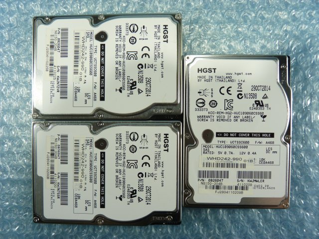 1MFO // 3個セット / NEC N8150-304B 600GB 2.5インチHDD SAS 10K(10000)rpm 6Gb HGST HUC109060CSS600 // NEC Express5800/R120e-1E 取外_画像5