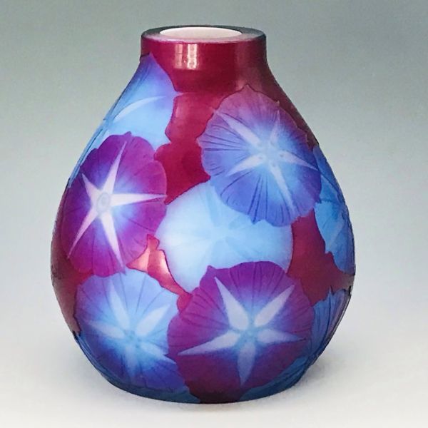 別格の逸品 Emile galle エミール ガレ 朝顔文 花瓶 花器 フラワー 品質保証 Émile エミールガレ 被せガラス 花瓶 Galle 工芸品