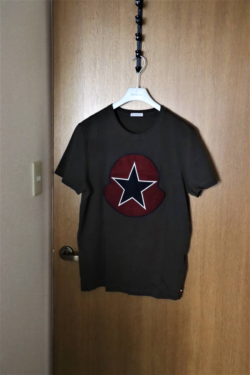 モンクレール【希少】Tシャツ 刺繍 サイズS 茶系 ジャパンタグ MONCLER