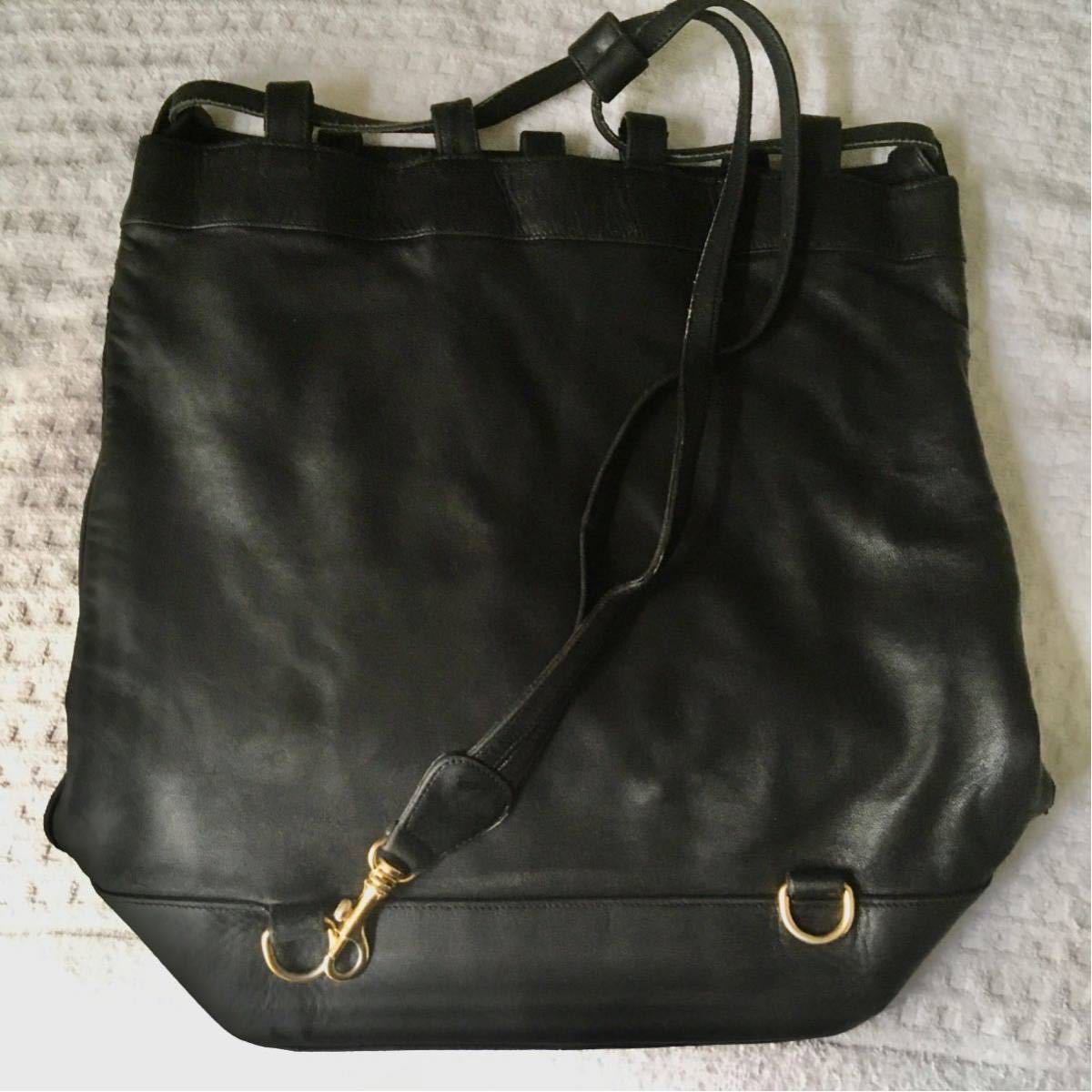 CHANEL/シャネル■ラムスキン 巾着ショルダーバッグ/リュック/スタッズ ココマーク■黒ブラック Gカード ポーチ付き_画像4