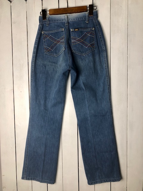 USA古着 70s USA製 Lee Juniors ブーツカットデニムパンツ ユニチケ付 42TALON オールド ヴィンテージ リー 　ヒッピー フレア kids ●127