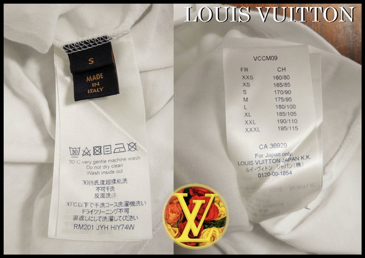 定価 187 000円 激レア LOUIS VUITTON モノグラムＴシャツ ルイ・ヴィトン ホワイト ベロア文字 3D ポケット 白 S メンズ  LV 国内正規品