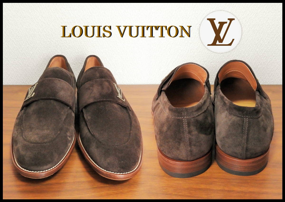 即完売 LOUIS VUITTON ローファー LVロゴ ブラウン ゴールド ルイヴィトン 革靴 新品 メンズ 茶色 金 モノグラム レザー  バッグ デニム