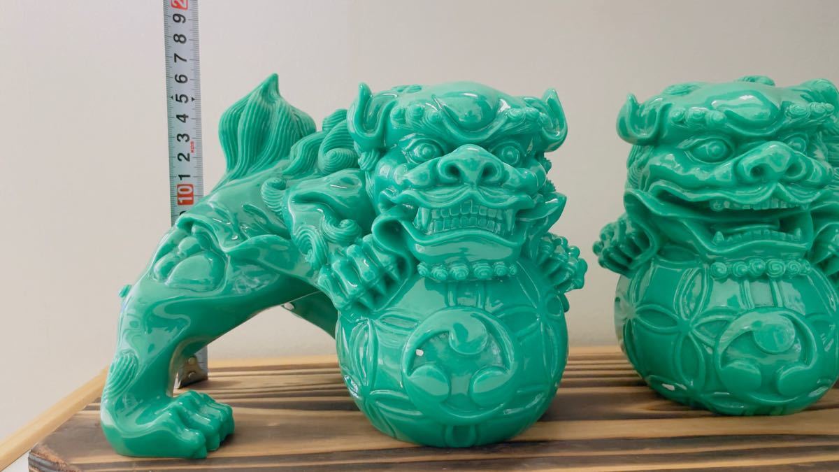 魔除獅子☆シーサー☆ きれいな緑色の沖縄シーサー☆ 魔除け 縁起物 魔除獅子☆シーサー☆ きれいな緑色の沖縄シーサー☆ 魔除け 縁起物