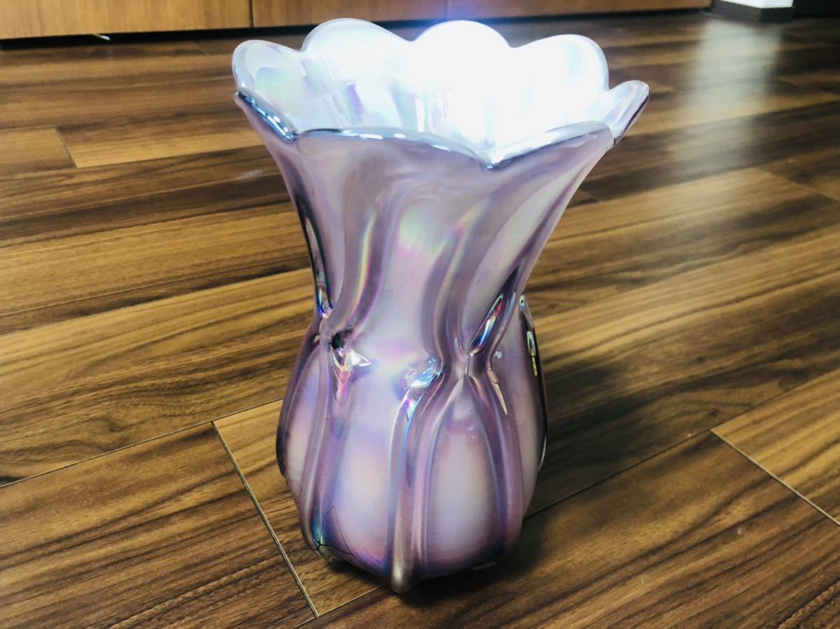 送料込み　ヴィンテージ　花瓶　手作りガラス　ART GLASS 未使用品_画像2