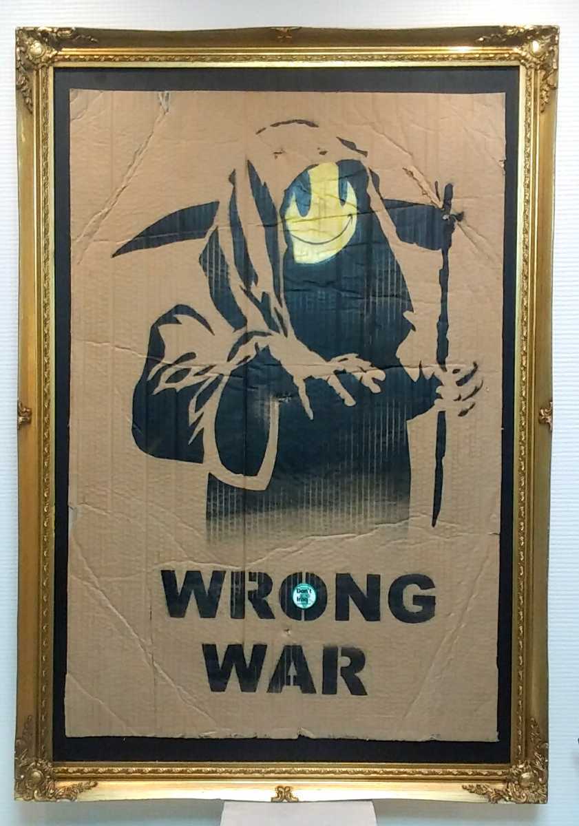 Banksy( Bank si-)!2003 year,ilak war demo in case use, genuine article. rust signboard *ilak war resistance. badge attaching *2007 year frame settled *Dismaland