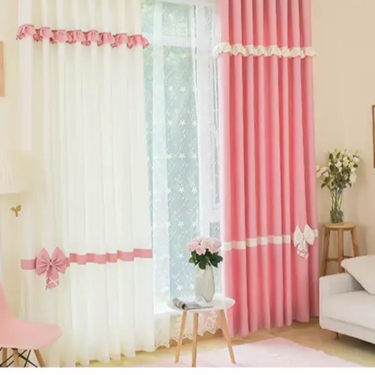ドレープカーテン 遮光カーテン UVカット 姫系 遮 カーテン 子ども部屋 ピンク 可愛い おしゃれ  1セット 2枚入り 家 