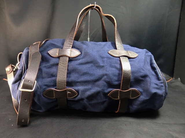 最旬トレンドパンツ APC 藍色 綿x革 W40 cm ドラムトート TUN製