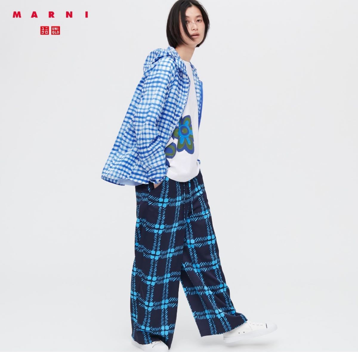 UNIQLO ユニクロ MARNI ドレープイージーワイドストレートパンツ ブルー Sサイズ 新品未使用