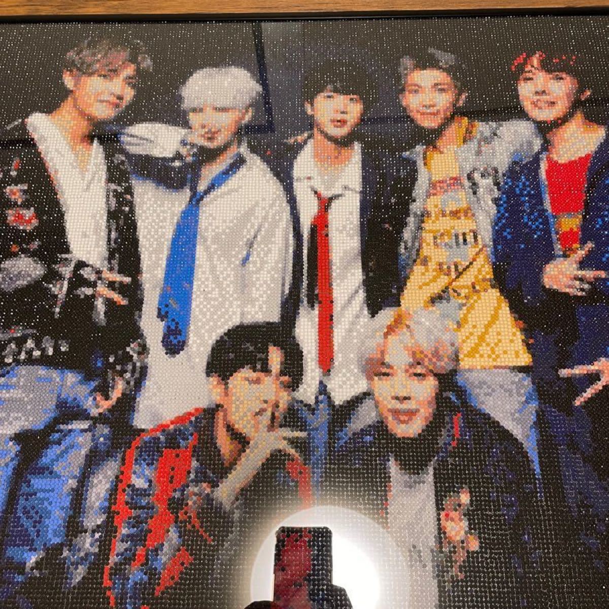 BTS ファン必見　ダイヤモンドアート完成品50×70 ブラックフレーム付き　個性豊かなBTS 