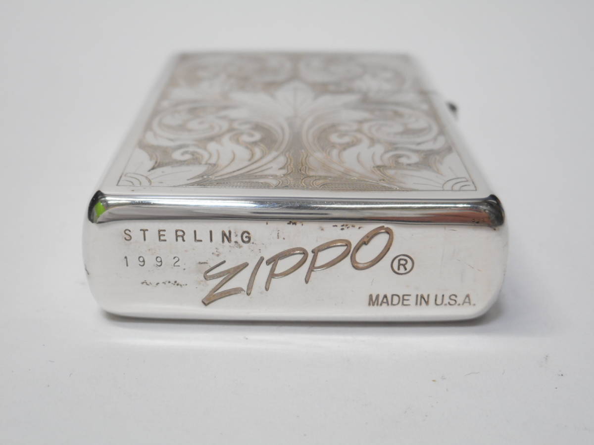 喫煙グッズ祭 ZIPPO STERLING ① ベネチアン 1992 スターリング シルバー ジッポー オイルライター 着火未確認_画像4