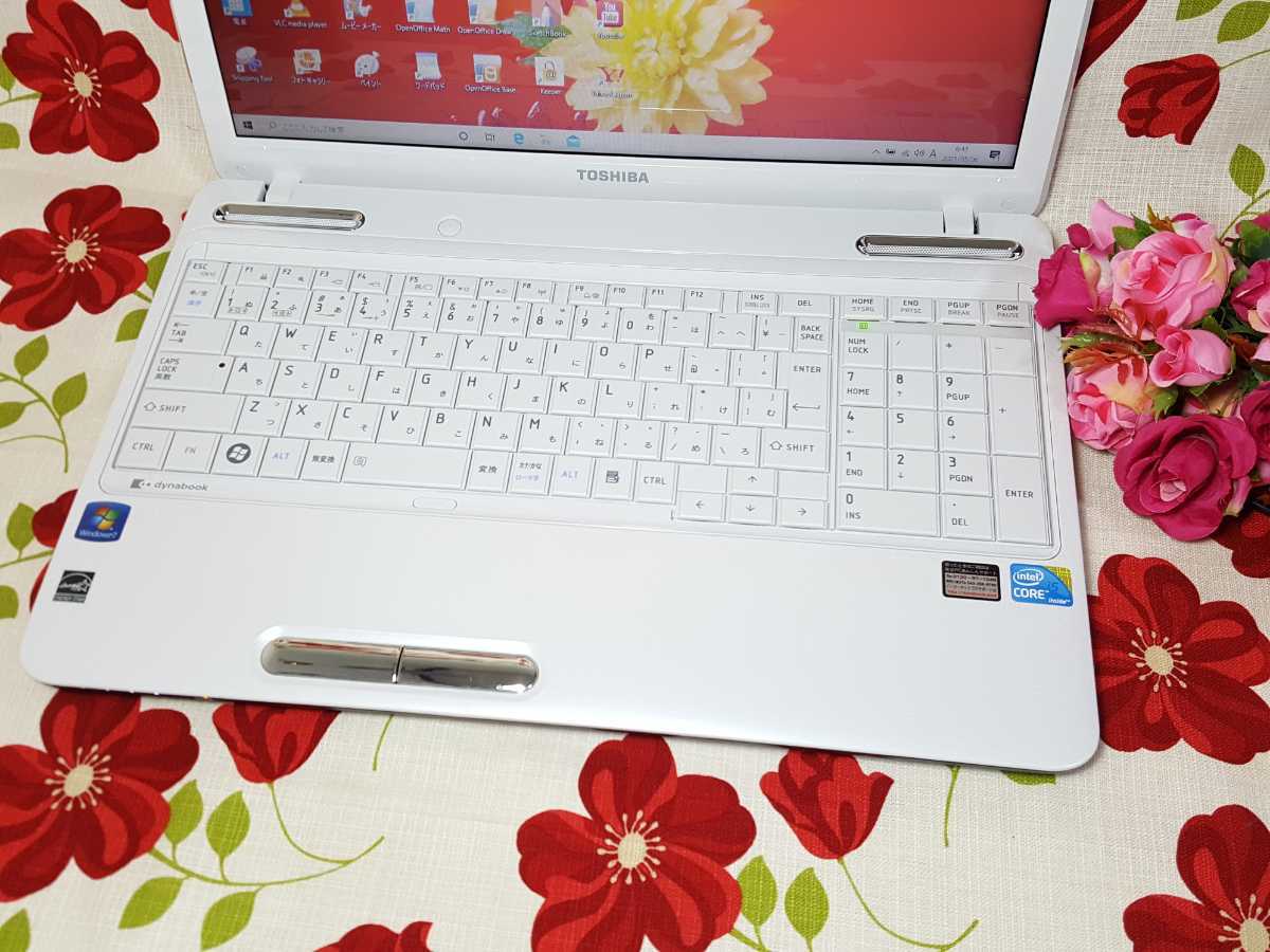 最新Windows10搭載/東芝/ブルーレイ/Core-i5/赤色Dynabook/大容量750GB/高速メモリ4GB/Wi-Fi/画像編集/オフィス/便利なソフト多数!