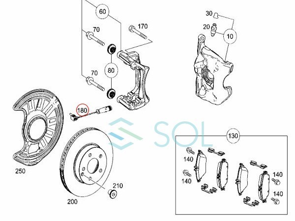ベンツ W117 X156 X253 フロント ブレーキパットセンサー CLA180 CLA250 CLA45 GLA180 GLA250 GLA45 GLC220d GLC250 1695401617_画像3