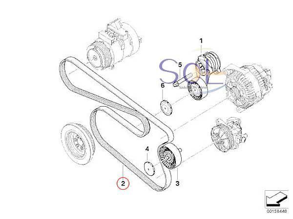 BMW E87 E90 E91 E92 E60 E61 ACコンプレッサー&オルタネーター側 ファンベルト 6PK1990 130i 323i 325i 525i 530i 11287628650_画像2