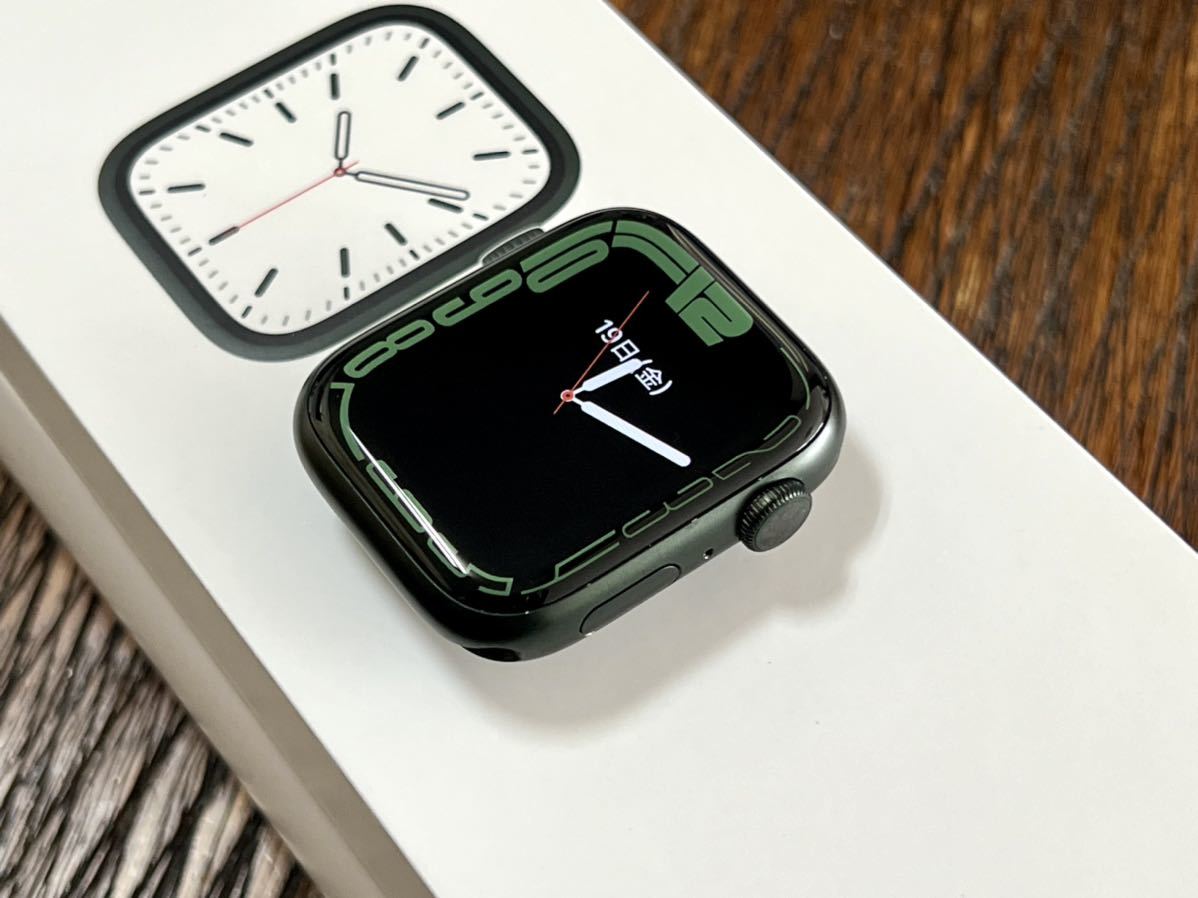 ★ シリーズ7 美品 ★ アップルウォッチ Apple Watch Series 7 45mm グリーン アルミニウム GPS 新品社外バンド付き  バッテリー 98%