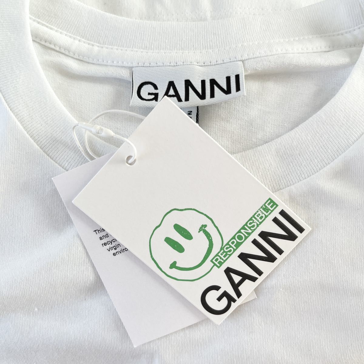 GANNI ガニー ロゴプリント 半袖Tシャツ カットソー ホワイト Sサイズ