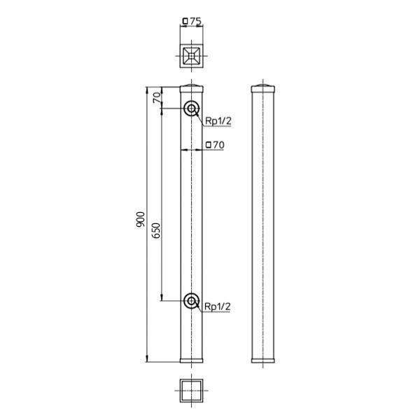 SANEI PC水栓柱 屋外での水栓設置に 前給水 長さ0.9m アイボリー T801-70X900-I