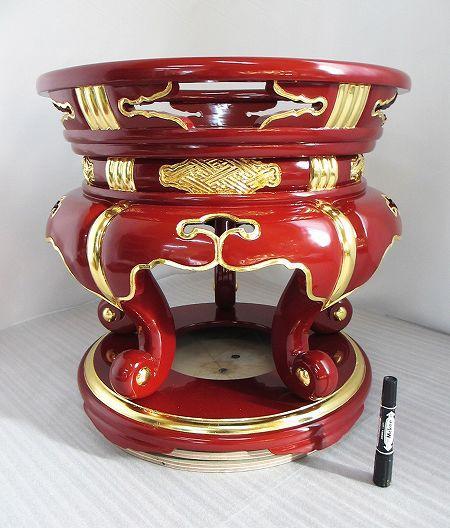 超特価SALE開催! 【特別販売品】朱塗り 丸型ケイス台 管理番号「4108」 (内径45.5cm高さ48cm)長期在庫品の為、特価価格 高級仏具通販 1.5尺 仏具一般