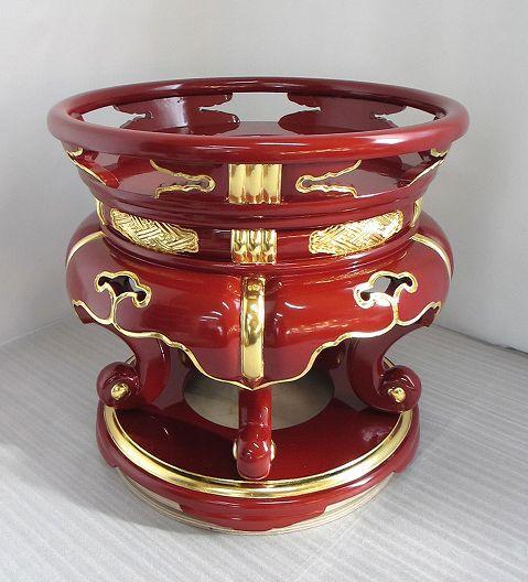 【特別販売品】朱塗り 丸型ケイス台 1.5尺 (内径45.5cm高さ48cm)長期在庫品の為、特価価格 高級仏具通販 管理番号「4108」_画像3