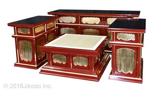 寺院仏具】黒塗り 二重3.5尺密壇(登高座)4点セット 国内 寺院仏具】黒塗り 二重3.5尺密壇(登高座)4点セット 国内