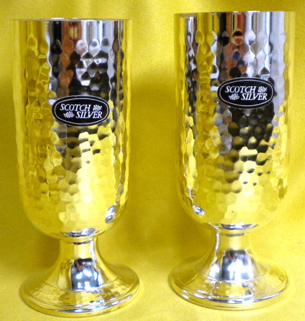 売切 スコッチシルバー グラス 2客組、容量：200ml 寸法：φ52×H126mm、訳有り_画像3