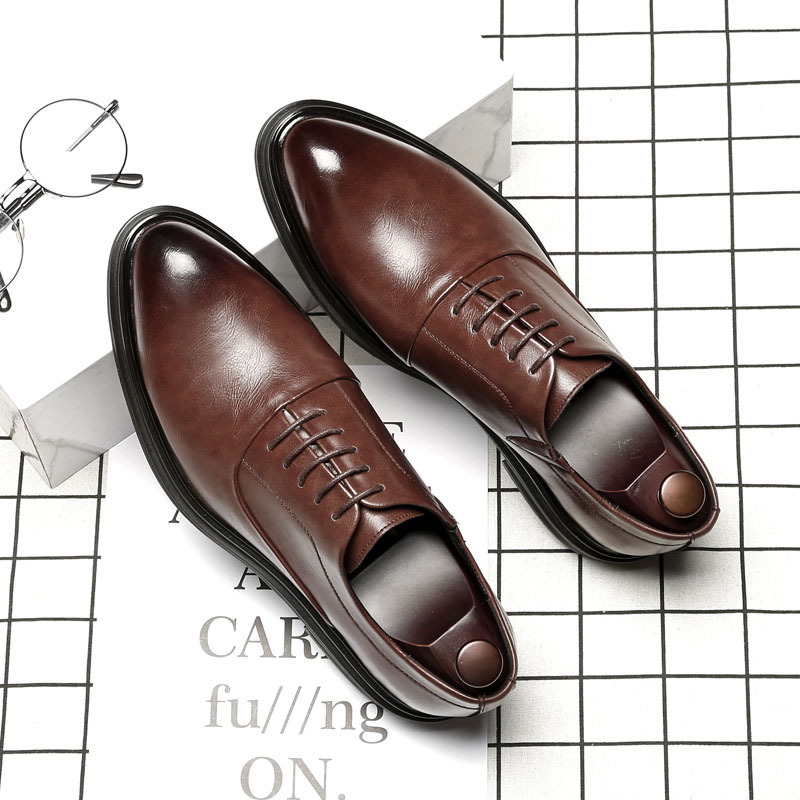 メンズシークレットシューズ ビジネスシューズ 靴 上品質 紳士靴 5cmUP 背が高くなる 走れる 歩きやすい24～27cm　ブラウン_画像1