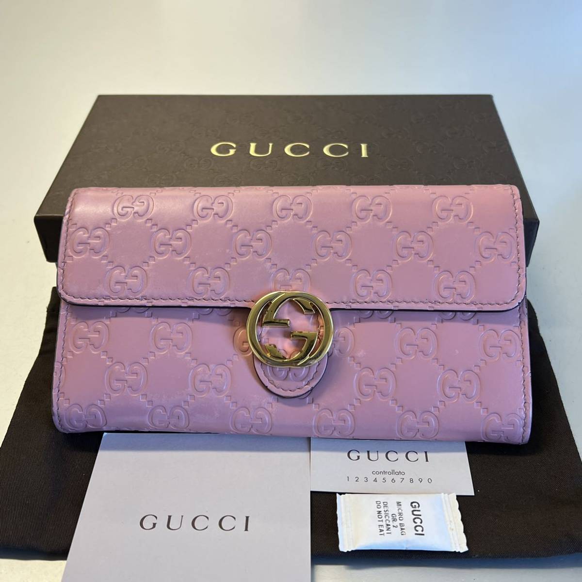 未使用に近い グッチ GUCCI 財布 長財布 シマレザー インター