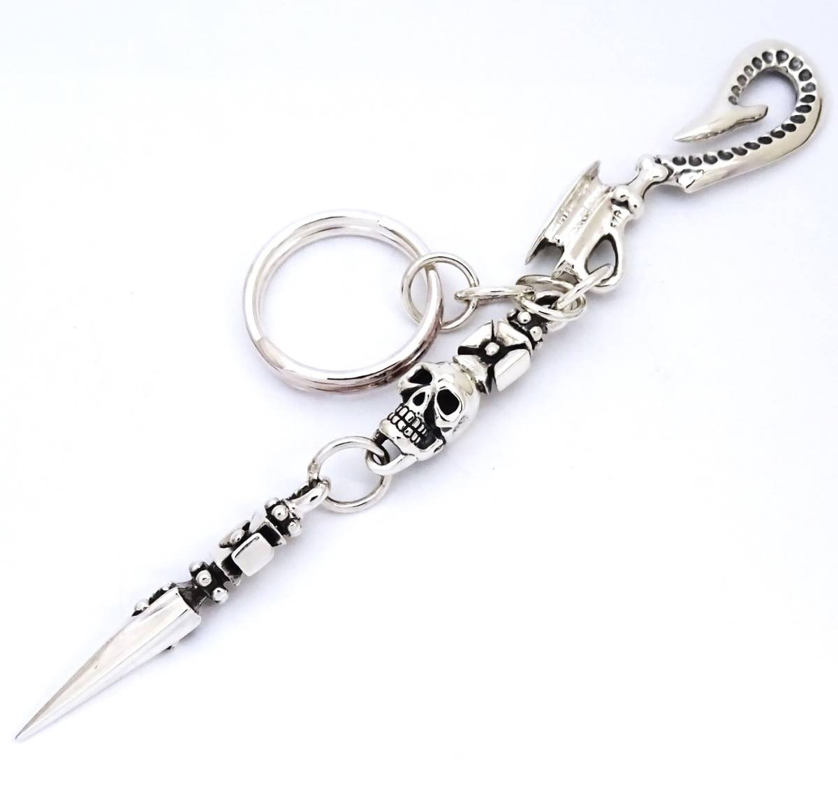 * серебряный 925 Skull Cross daga- ремень крюк кольцо для ключей новый товар не использовался * Skull Cross daga- цепочка для ключей кольцо для ключей ремень крюк 
