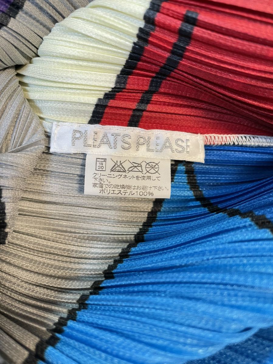 1円〜極 イッセイミヤケ issey miyake プリーツプリーズ pleats please 極上イタリア製 【極美品】09ss PLEATS プリーツトップス 総柄 PLEASE Tシャツ/カットソー(半袖/袖なし)