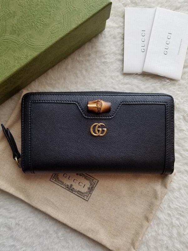 新品 GUCCI グッチ ダイアナ バンブー ジップ アラウンド 長財布