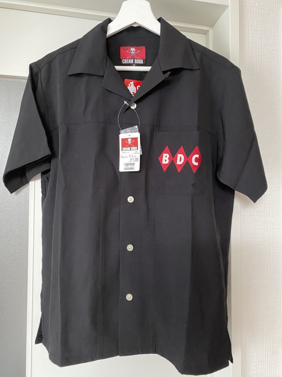 クリームソーダ ブラックキャッツ 刺繍 オープンカラーシャツ ボーリングシャツ