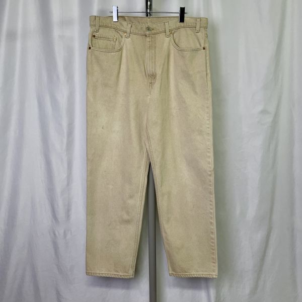 USA製 Levi's 550 バギー デニム パンツ W38×L30 ベージュ リーバイス RELAXED 560 565 シルバータブ 90s 00s 古着 オールド ビンテージ_画像1