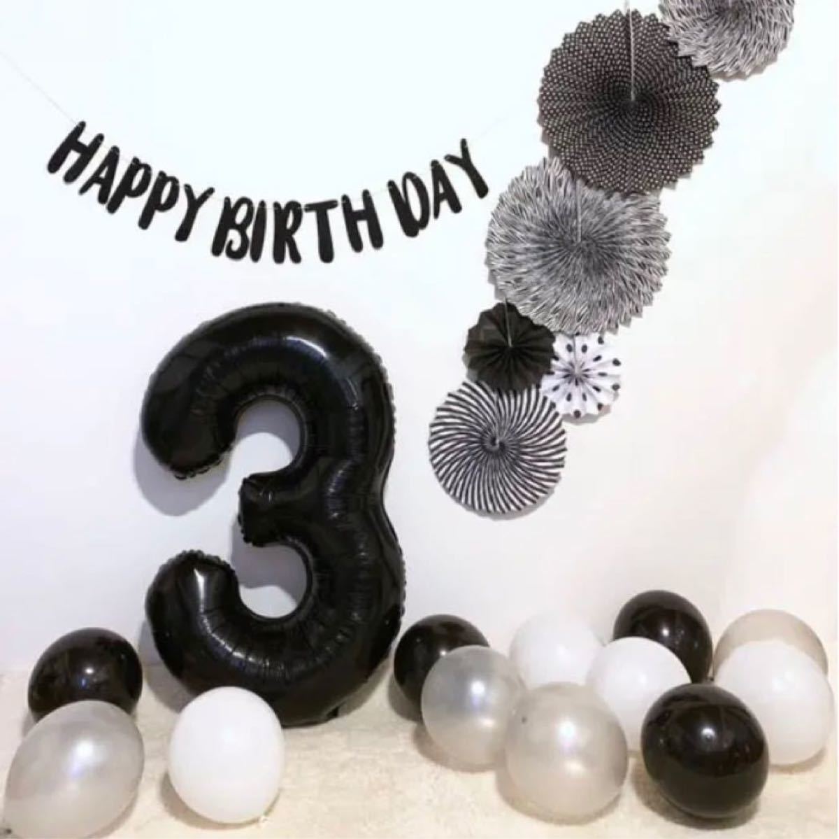 数字　ブラック　バルーン　ナンバーバルーン　誕生日　記念日　バースデー　飾り　黒　ベビーフォト　風船