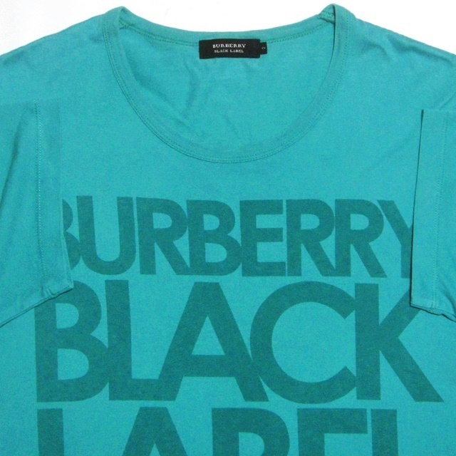 即決★BURBERRY BLACK LABEL★メンズ2≒M Tシャツ バーバリーブラックレーベル 廃盤 グリーン 緑系 ビッグロゴ アメカジ 三陽商会 日本製