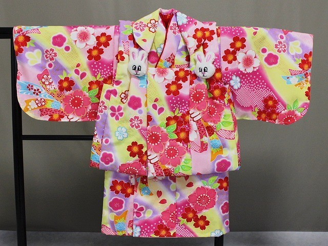 オリジナル 日本製 手縫いの一ツ身 ベビー用着物と被布コート 当店