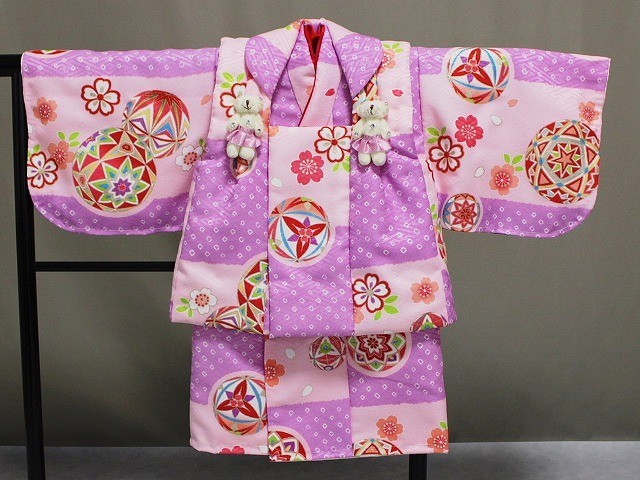 日本製　手縫いの一ツ身　ベビー用着物と被布コート　当店オリジナル着物と被布　B0001-07