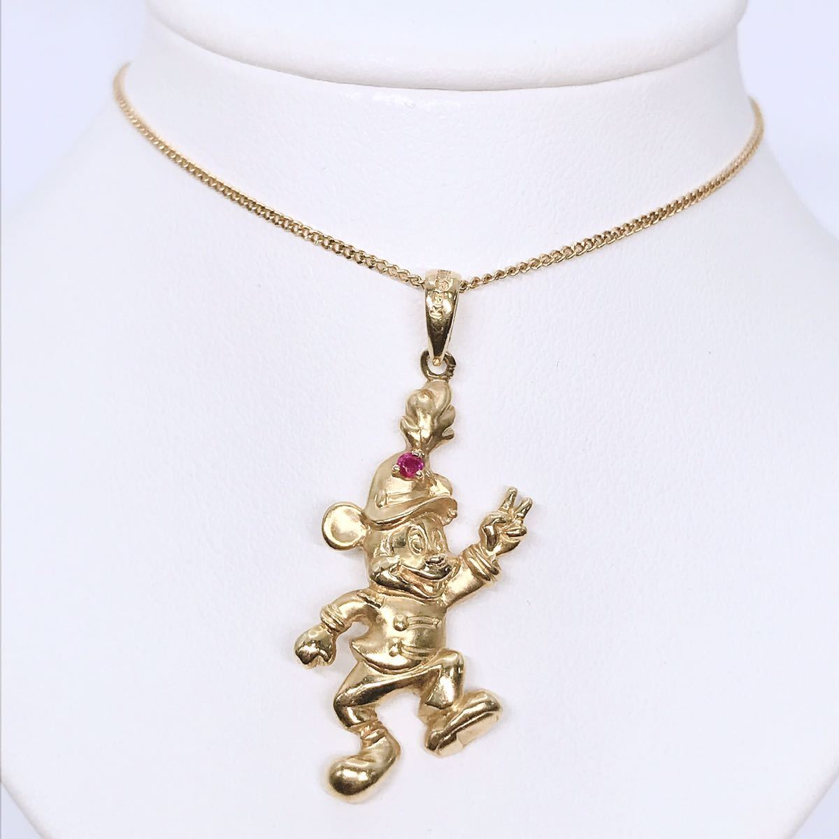 ウォルト ディズニー ミッキーマウス ネックレス K18 ルビー ラソマ