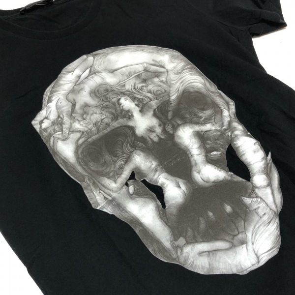 アレキサンダーマックイーン ALEXANDER McQUEEN 半袖Tシャツ サイズM - 黒×白×ダークグレー メンズ クルーネック トップス_画像6